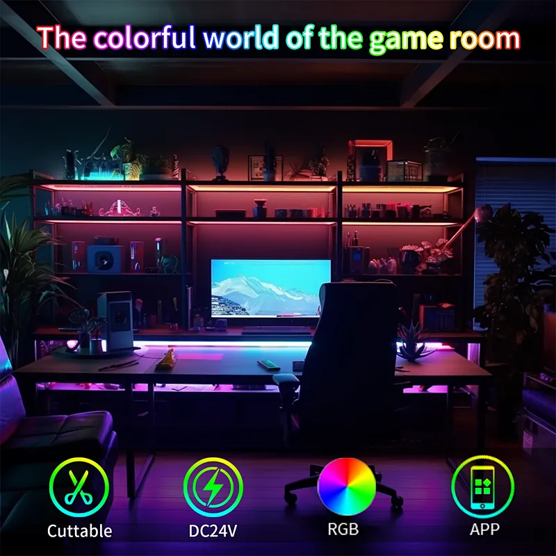 DC24V Smart Addressable Color Changing COB RGB LED Strip Light